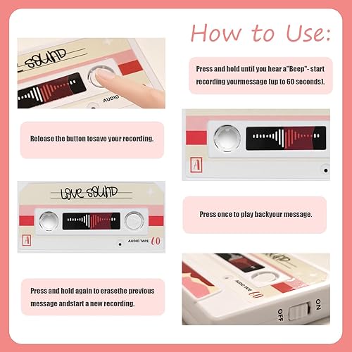 Miniatura 3 de Voice Recordable Greeting Card 60 Second-Birthday Gifts for Father Women Her Mom Wife Girlfriend Grandparents on Valentines Mothers Day Christmas