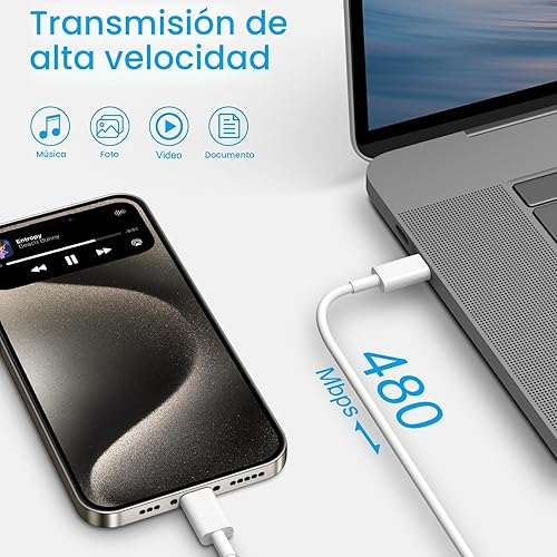 Miniatura 5 de Cargador para iPhone 17 16 15 de carga rápida - 2 paquetes, cargador de bloque USB C de 20 W con cable tipo C de 6 pies compatible con iPhone 17/17