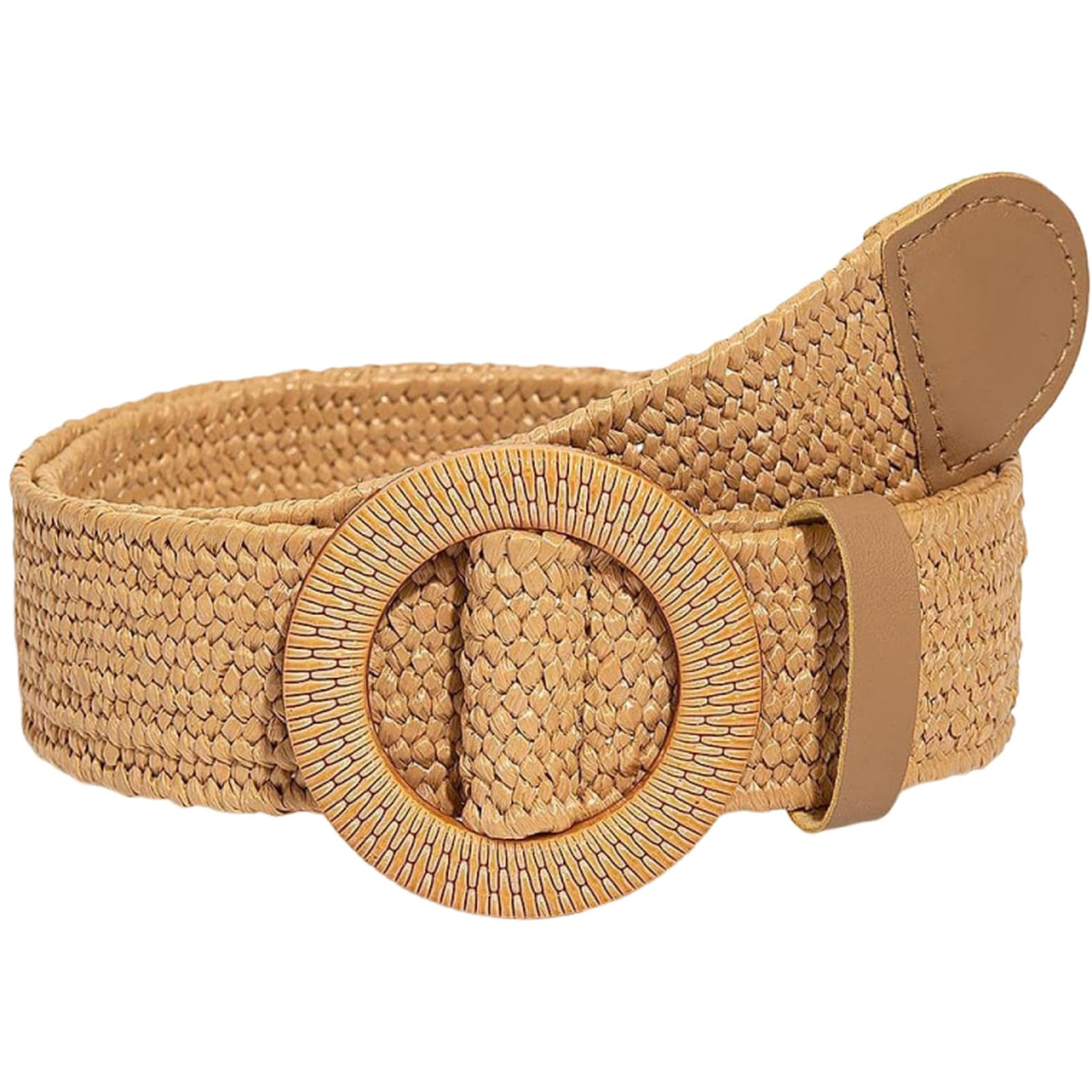 Agutalithic Women's Brown-Style6 Boho Woven Hollow Straw/Canvas Belt 4Cm Wide Braided Rattan Strap Fashion Waistband For Dress Jeans Pants(130Cm/51, )