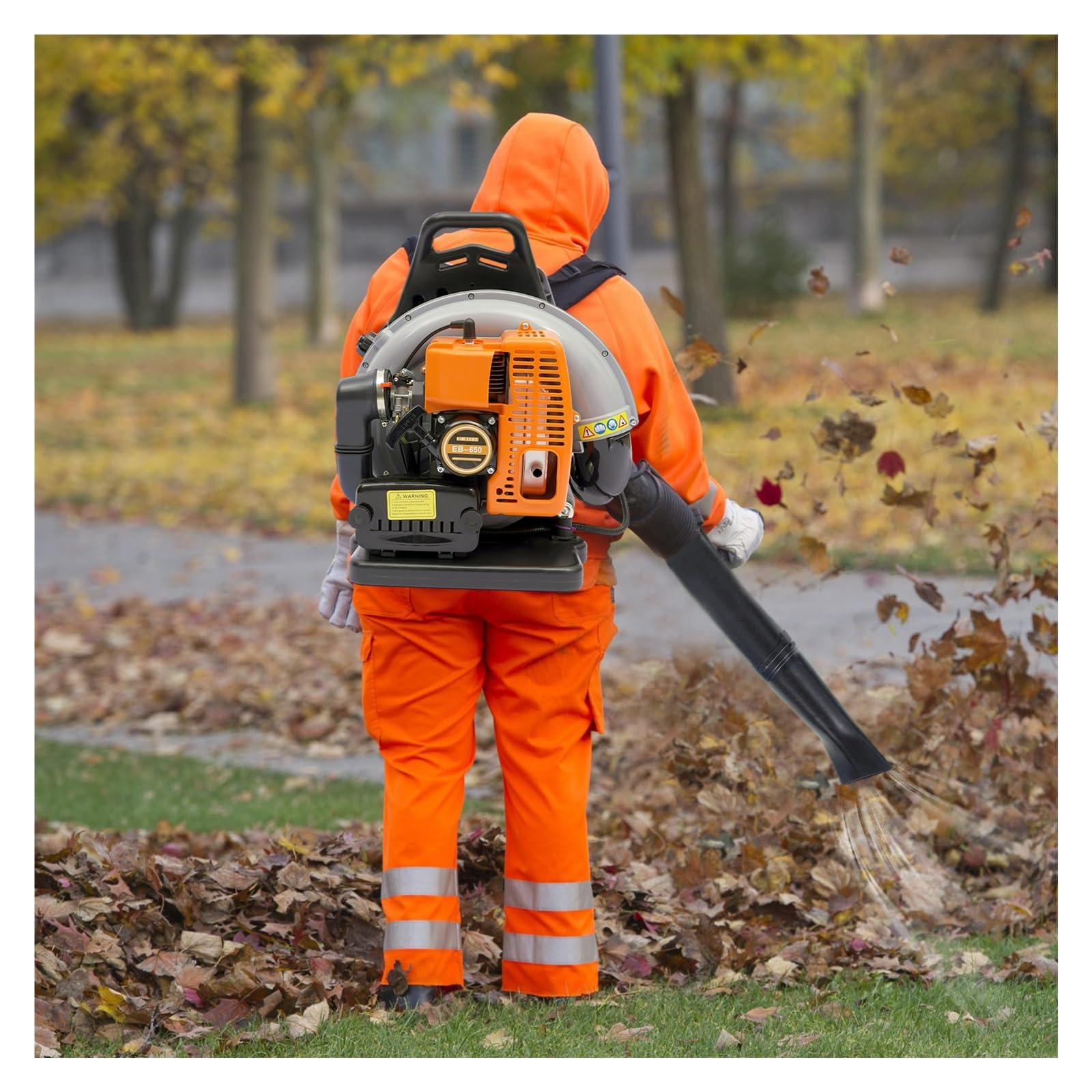 Wentylator dmuchawy, Plecakowa dmuchawa do liści o mocy 6800 obr./min, mocna, 63 cm³, dwusuwowa, zasilana gazem, przenośna powietrza