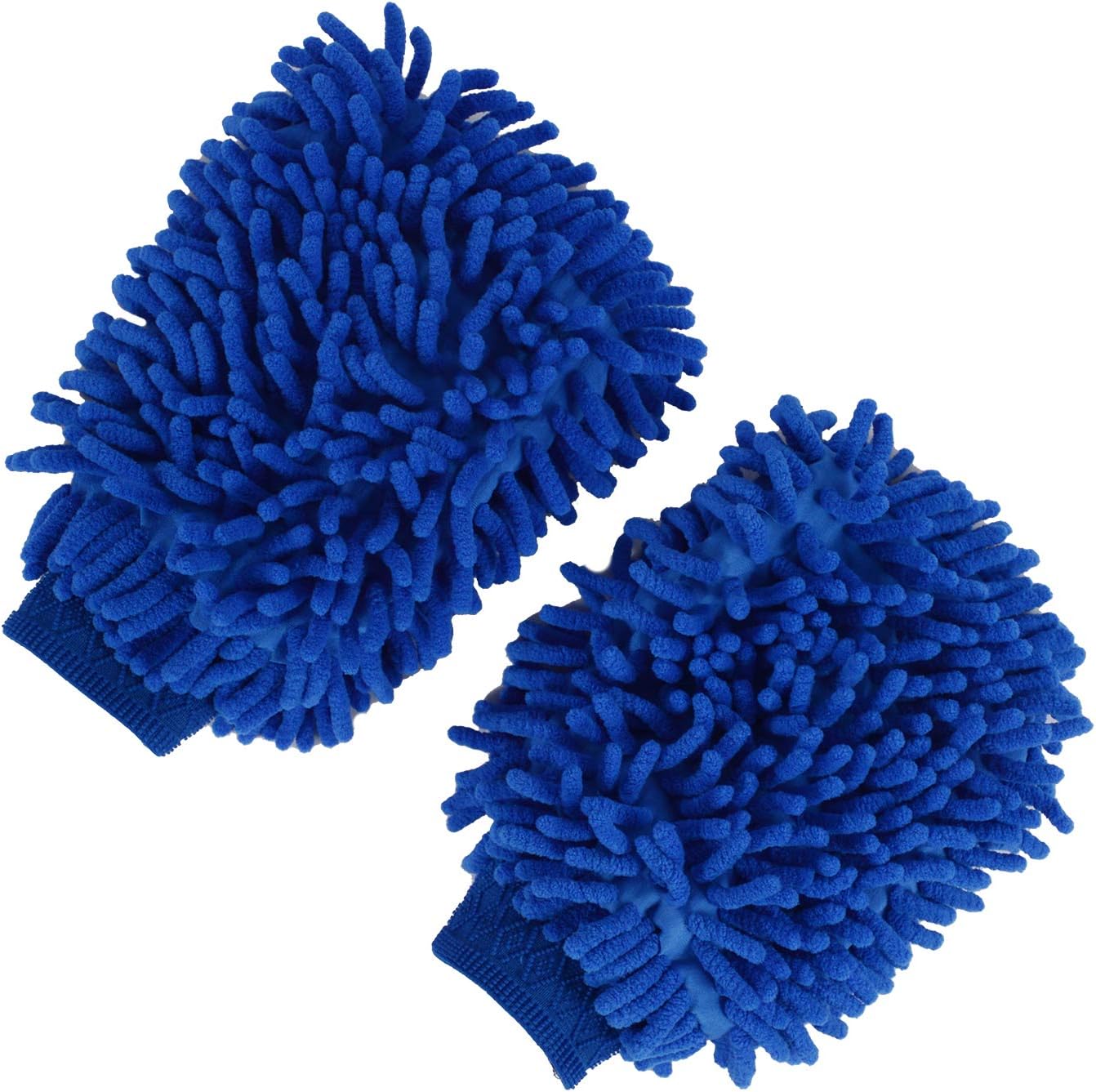 Yunjiadodo Deluxe Microfiber Car Wash Mitt Car wash tool Double-sided chenille velvet cleaning gloves (2 Pack)