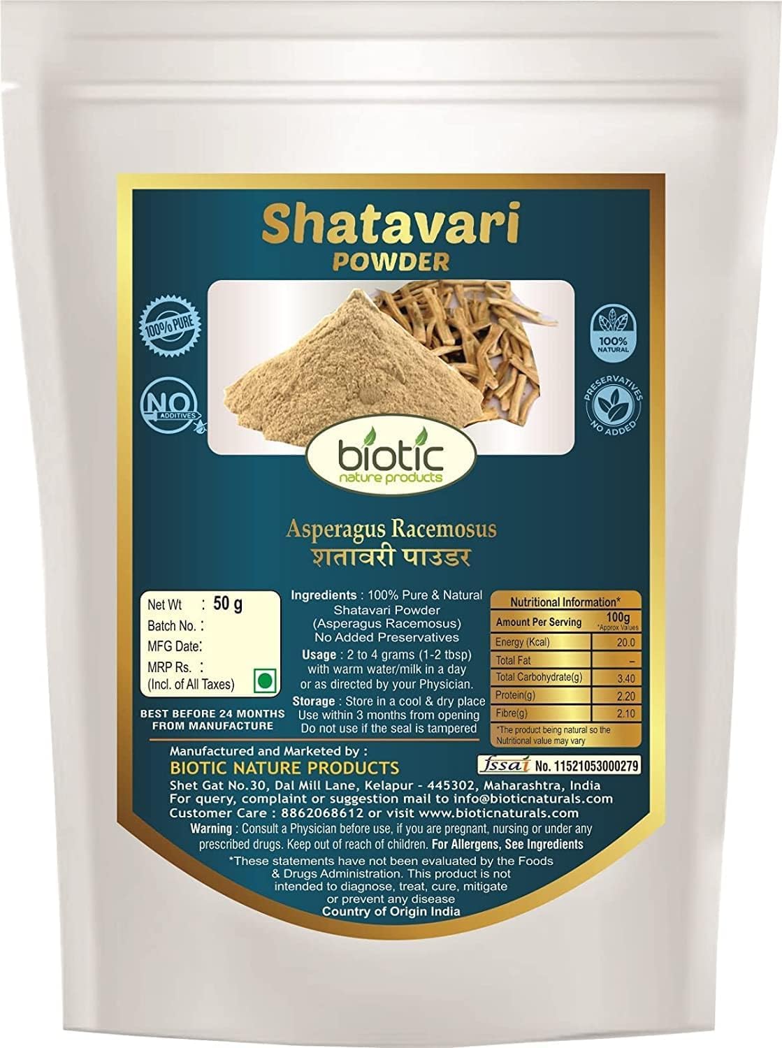 OTAA Shatavari Powder - Asparagus Racemosus - Satavar Churna - Satavari Powder - 400 gm