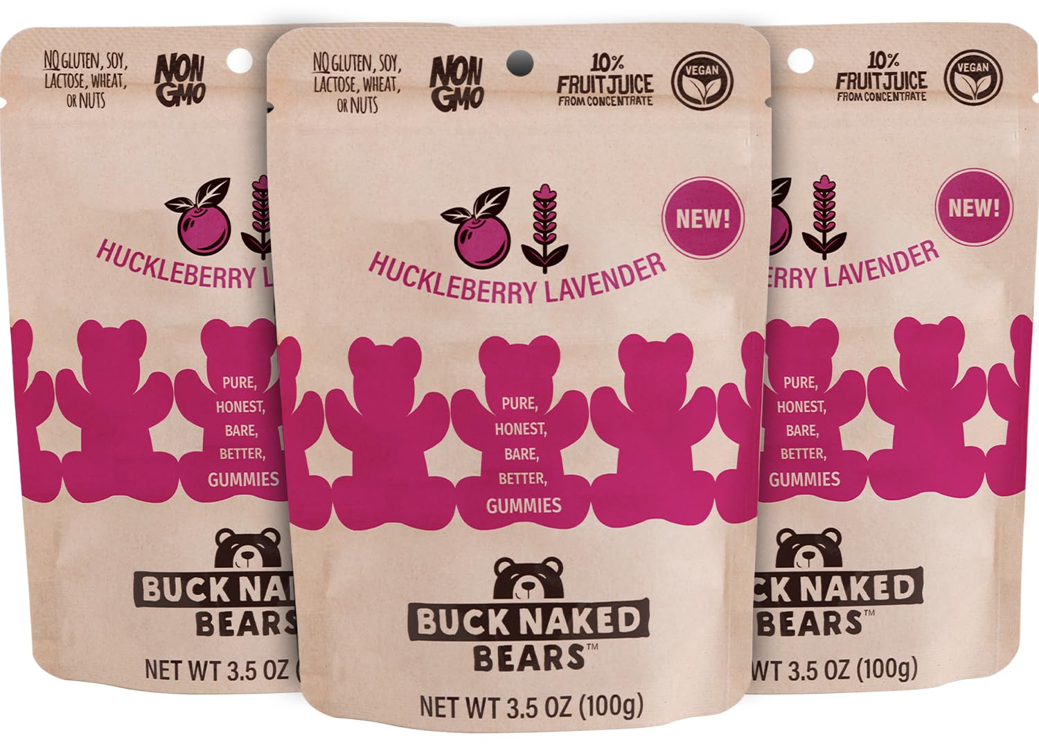 Amazon.com : Buck Naked Bears - Huckleberry Lavender Gummy Bears