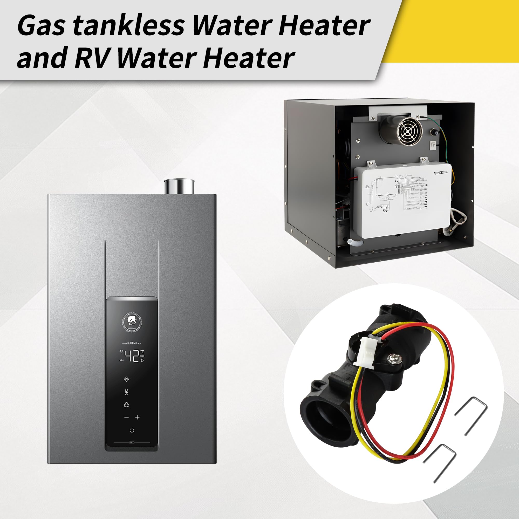 Repuesto para calentador de agua con sensor de flujo de agua RV y calentador de agua sin tanque de gas, compatible con Ranein, Camplux, Fogatti, Girard, esencial para piezas de caravanas