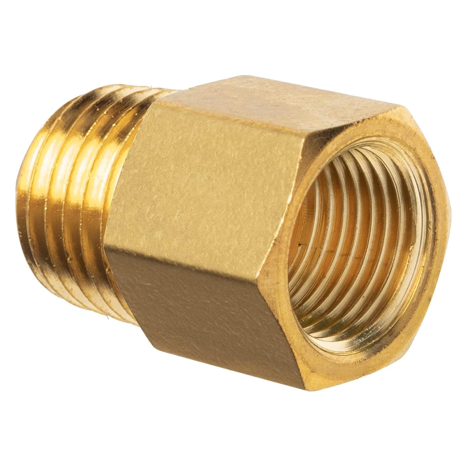 JUWO Brass Pipe Fitting, 1/8" NPT Male x 1/8" NPT Female Adapter for Air, Propane, LP and Natural Gas, Brass Pipe Extension Connectors