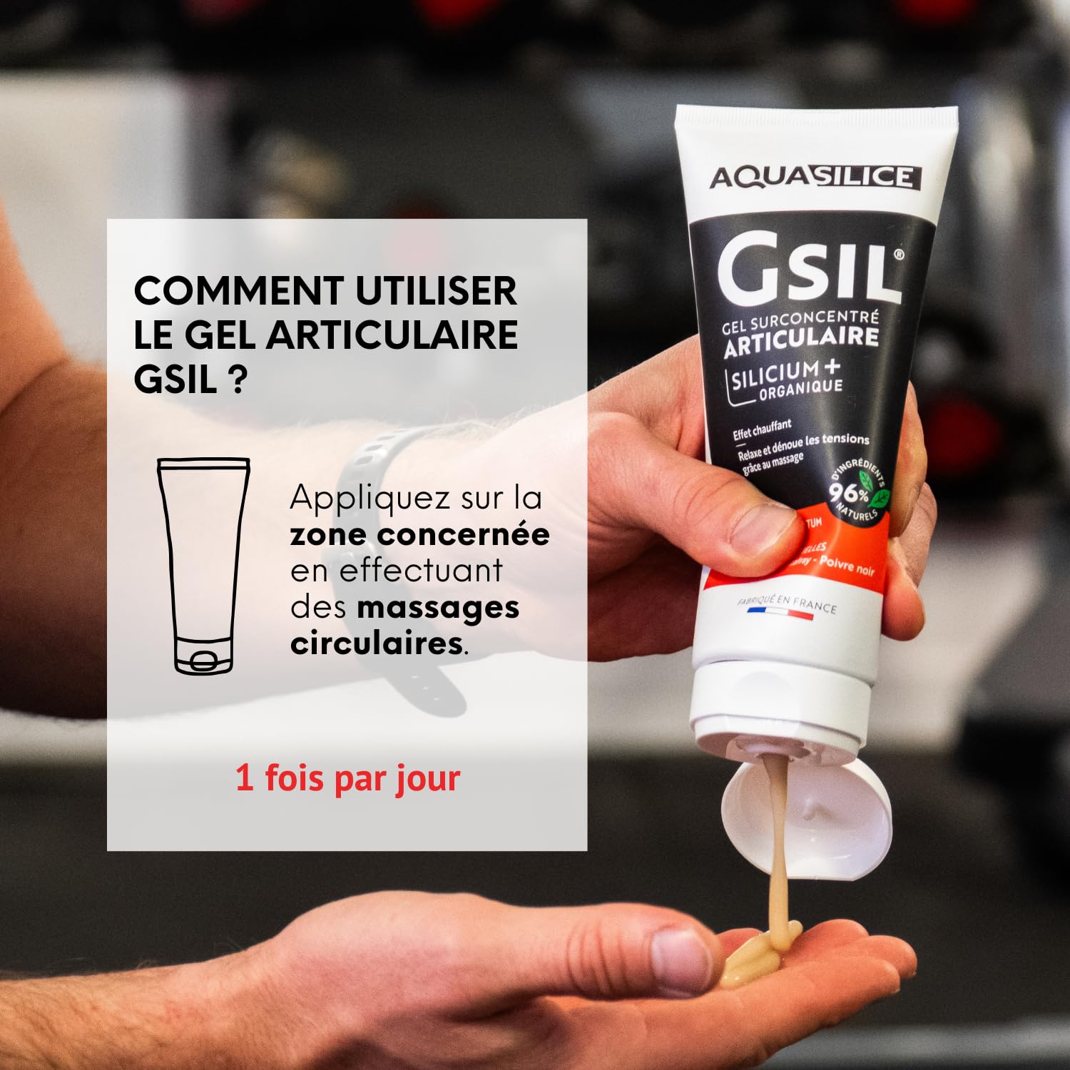 GSIL - Gel Surconcentré Articulaire - Gel de Massage à Action Chauffante - Relaxe et Dénoue les Tensions - Silicium Organique, Harpagophytum & Huiles Essentielles - 200 ml - Fabriqué en France
