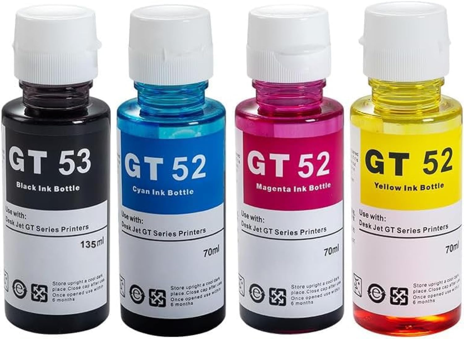 Ink Refill Kit GT52 Compatible With HP Printer DeskJet Smart GT Tank Ink (4-Packs)