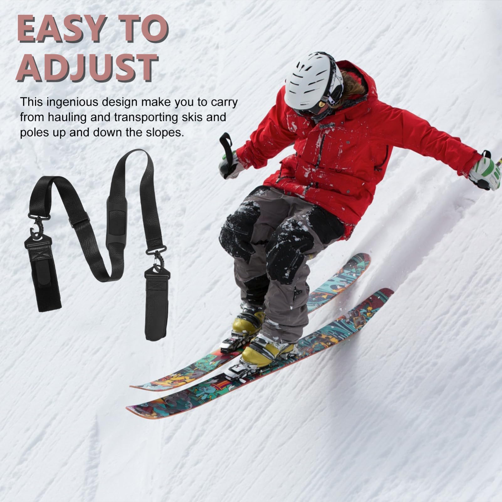 Mipcase bandoulière de Snowboard poteaux Les Bretelles Traction Accessoire de Transport de Snowboard Bretelles de Ski Sangles de Tige bandoulière de Ski mélange de Polyester Grey