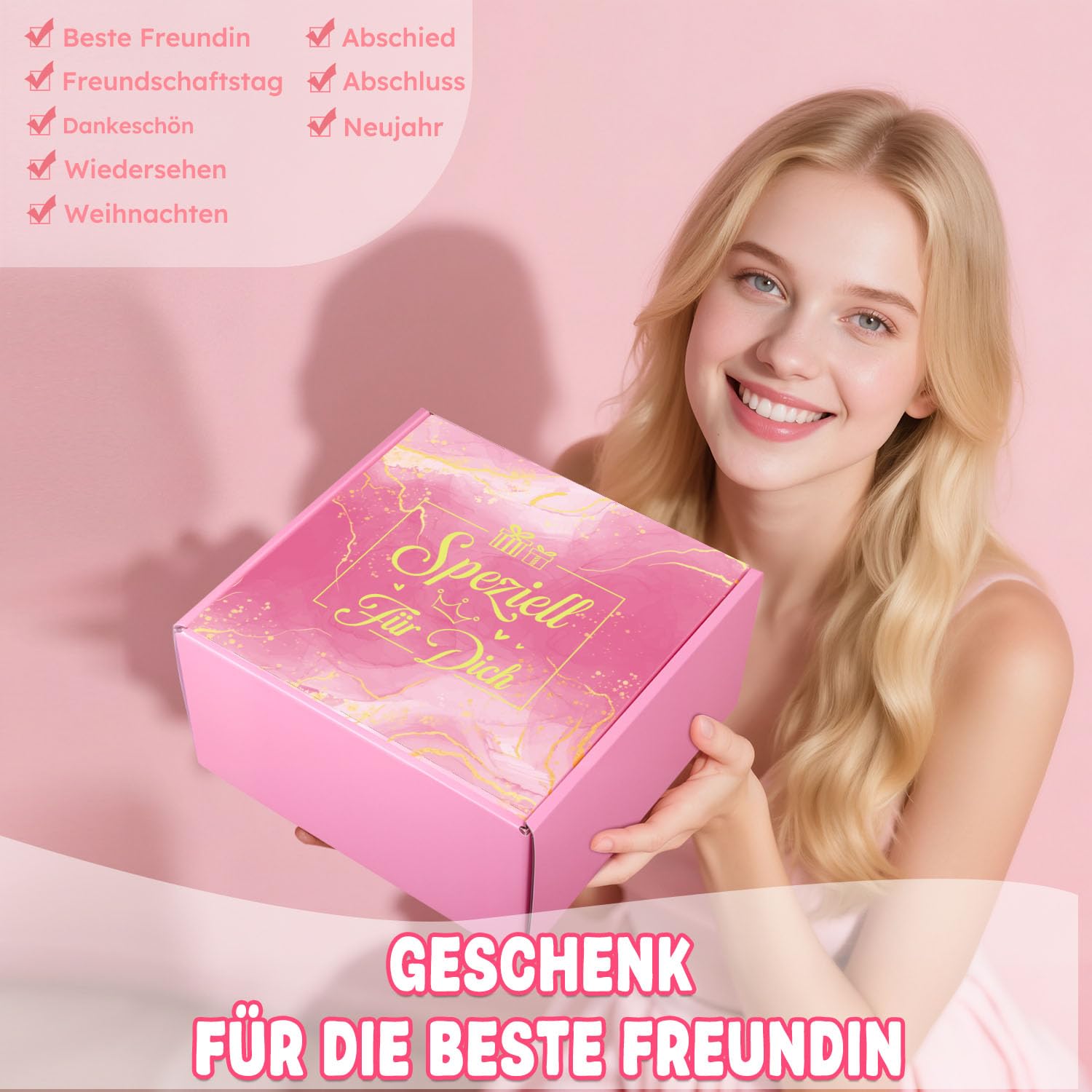 Giftota Geschenke für Frauen, Beste Freundin Geburtstagsgeschenk für Frauen Geschenk Beste Freundin Geburtstag Geschenkset für Frau, Rosa Thermobecher Geschenkbox Freundinnen, Wellness Geschenkset