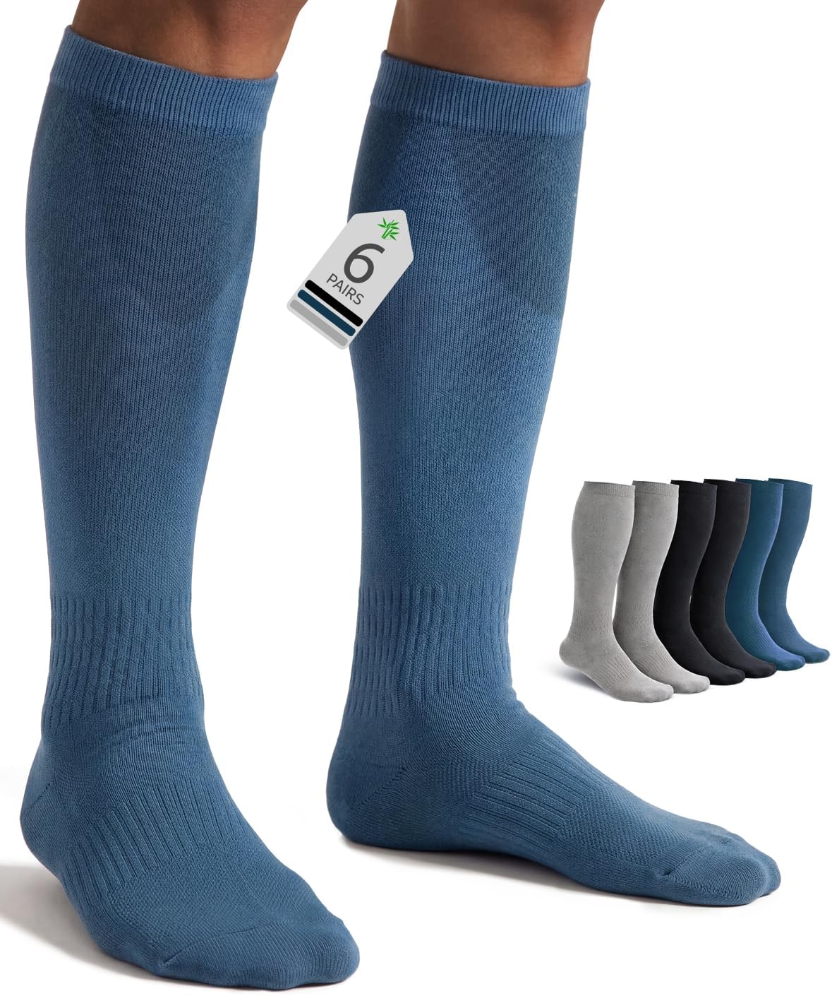 FAIRWIN Bamboo Viscose Compression Socks Men Women, 15-20 mmHg Knee High Soft Support for Daily Running Travel Work