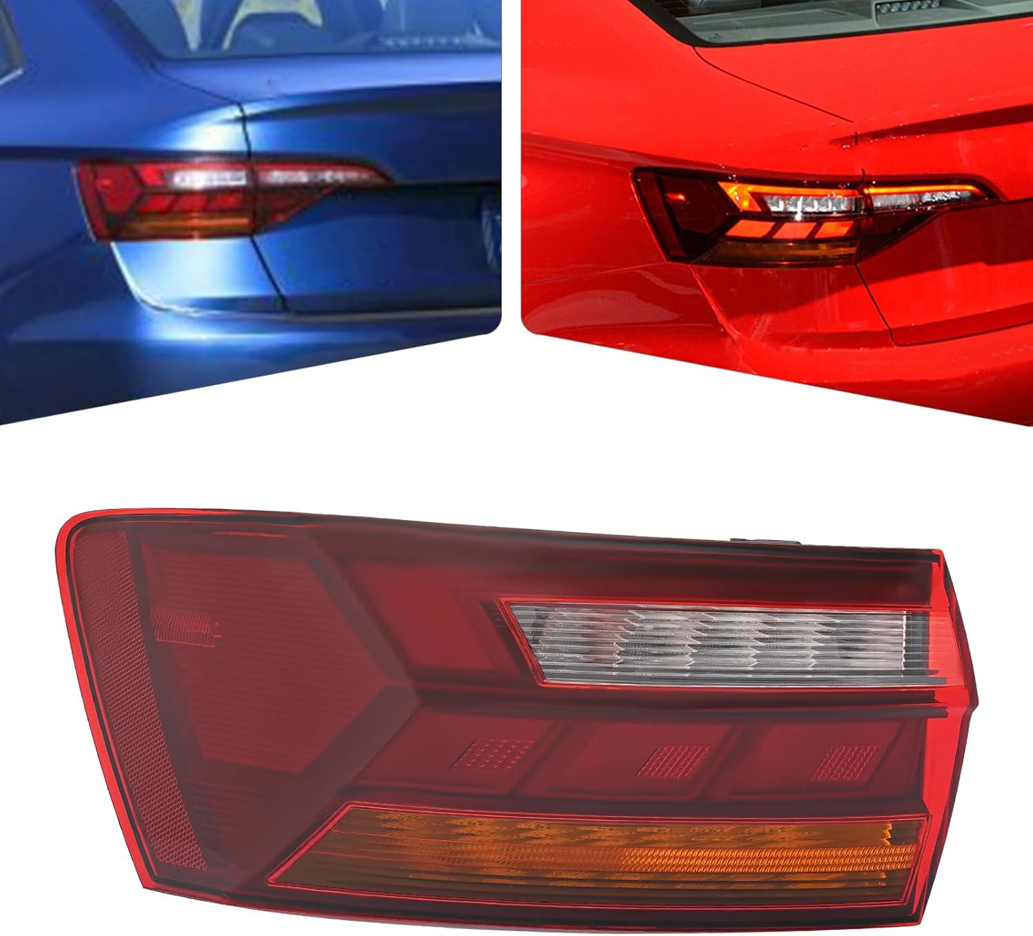 LYNICESHOP LED Tail Lights for 2019 2020 2021 2022 2023 Volkswagen Jetta Left, Black Housing Red Clear Amber Lens,VW2804128, 17A945095A (Left Driver Side)