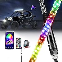 Vista 19 de Nilight - Luces de látigo LED RGB de 4 pies, 2 unidades, control remoto y aplicación, con patrones de persecución, luz de parada, direccional