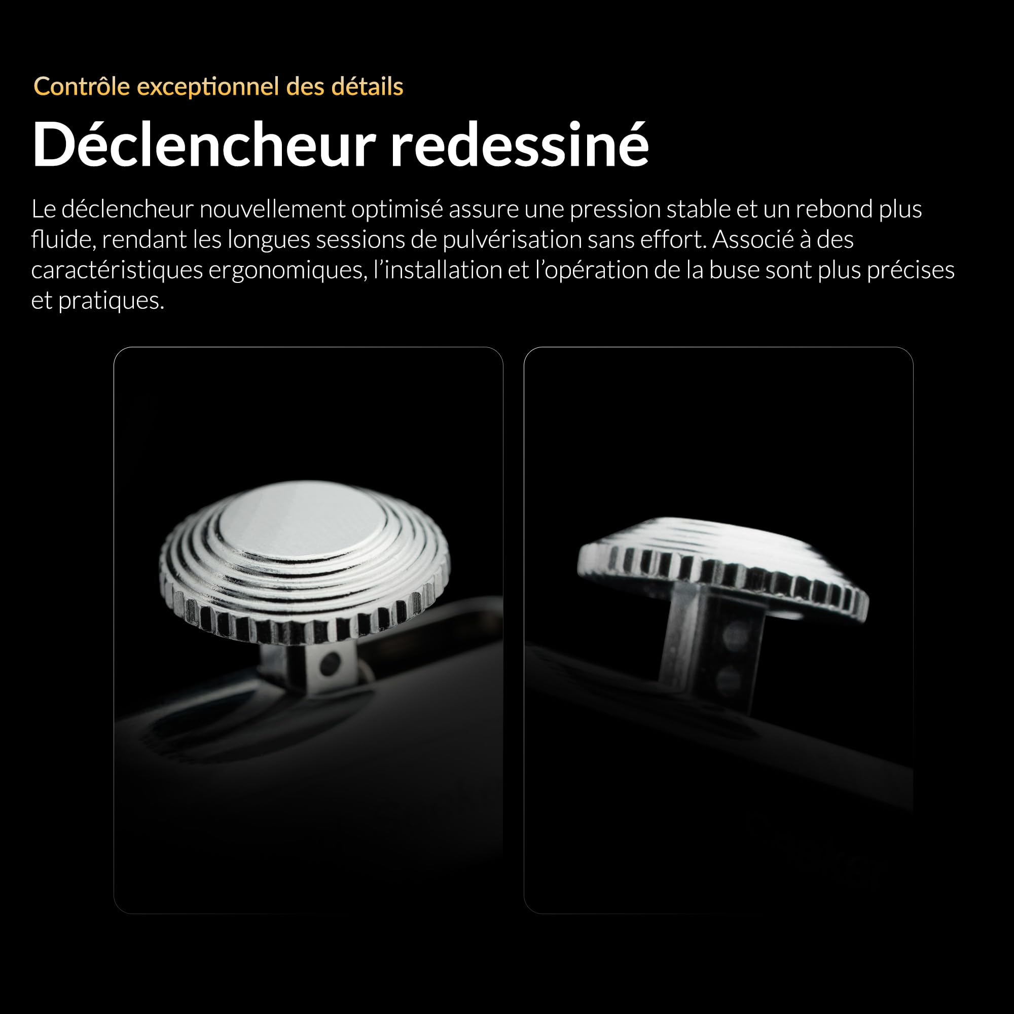Gaahleri Seeker double action, gravité, buse 6 pos, aig./buses 0,3 & 0,5 mm, godet 1/3 oz, poignée ergo. Maquettes & peinture art