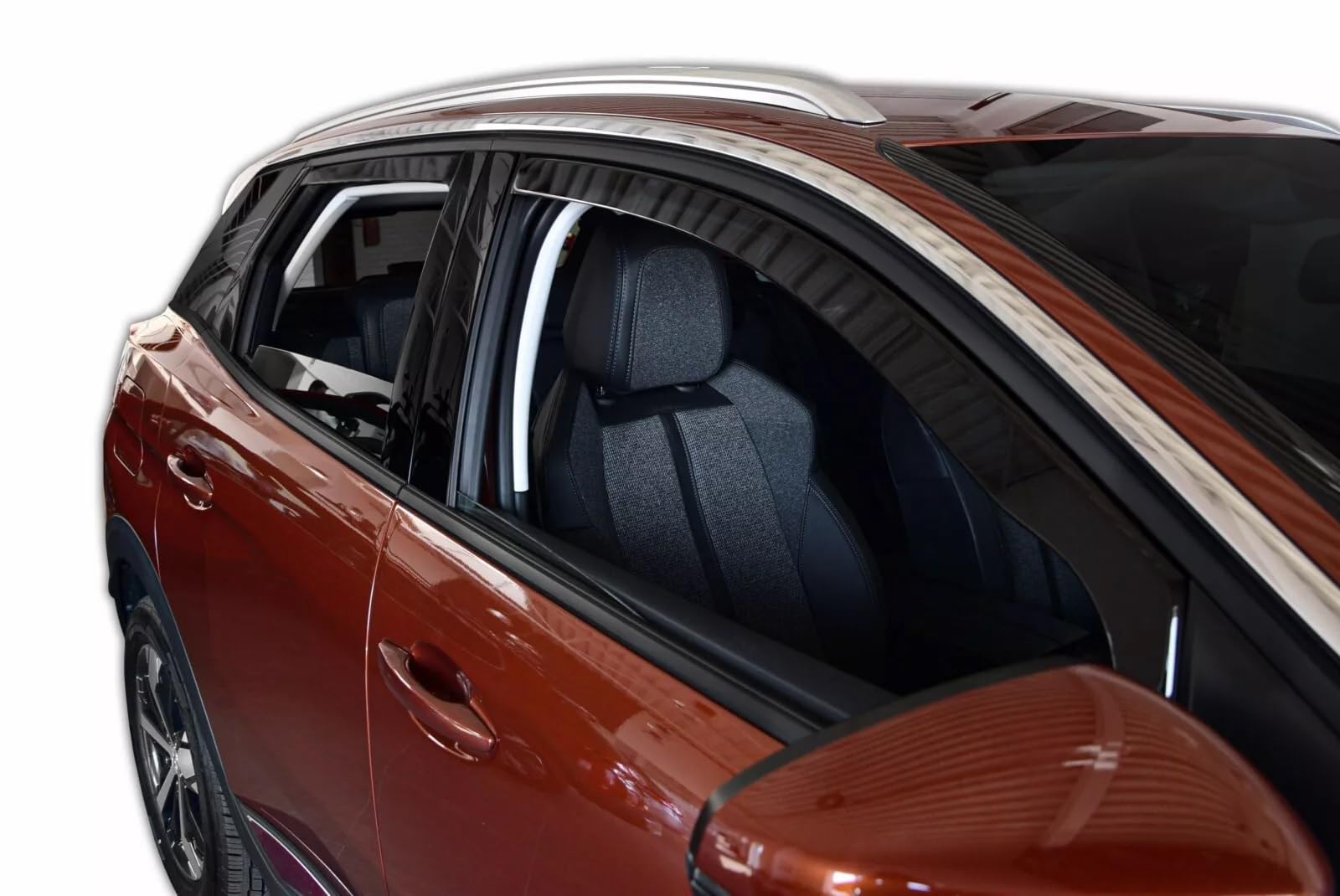 Kit 4 Deflettori Aria Nero Fumé Trasparento Antivento per Finestrini Laterali Anteriori e Posteriori Compatibile con Peugeot 3008 II 2017-2024