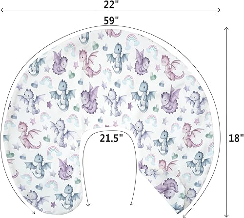 Miniatura 9 de Fundas de almohada de lactancia de dragón de cuento de hadas con estrellas de amor para niños y niñas, dragones morados, funda de almohada para