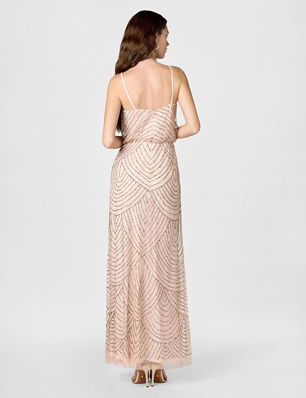 Adrianna Papell Women's Missy Long Beaded Blouson Gown, Blush/Gold/Pink, 2 by Adrianna Papell - Image 4