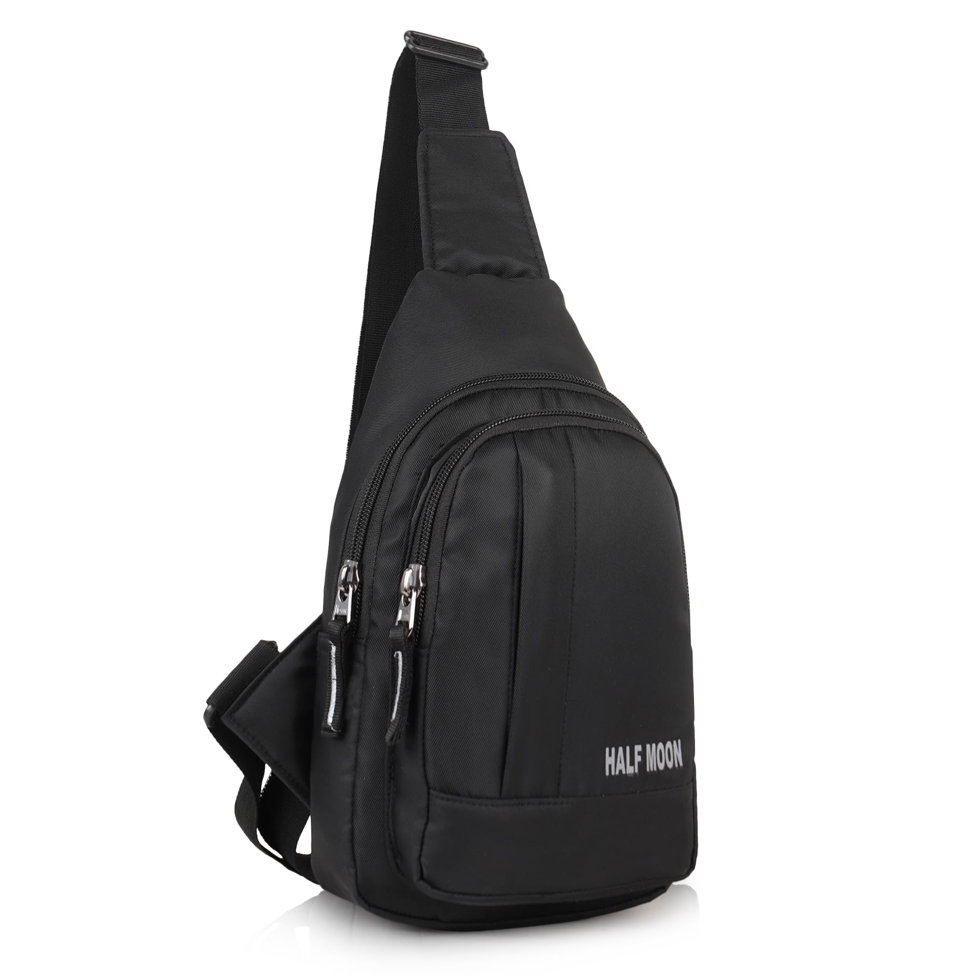 Edge Crossbody Sling Bag for Men Slim Nylon Chest Bag for Men Women for Upto 8-inch iPad Small Shoulder Side Bag Water-resistant Mobile Passport Bag Travel Office (Black)