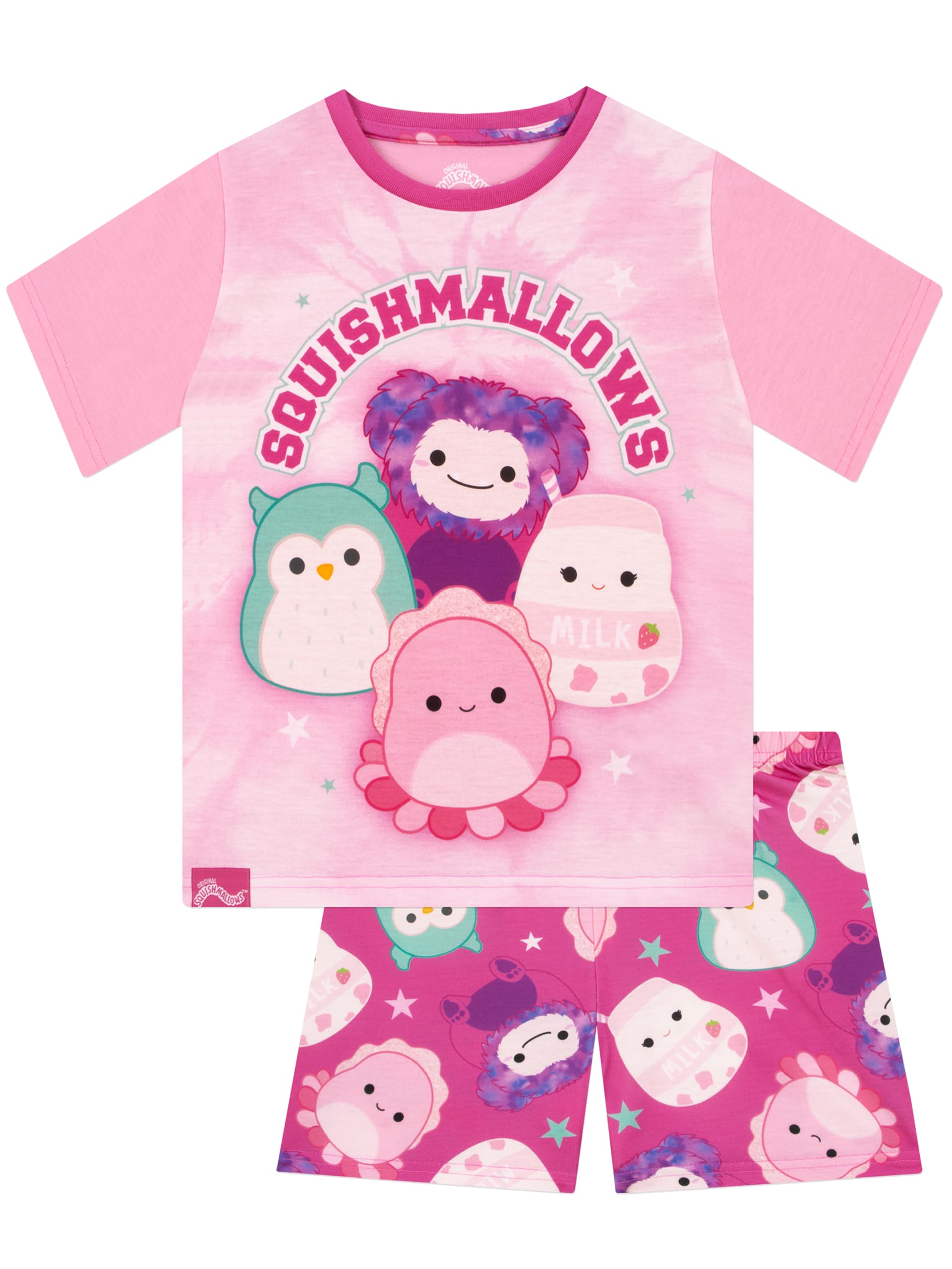 Squishmallows Girls Pink Pyjamas, Short Sleeve Pyjamas, Kids Pjs For Summer, ' Pyjama Sets, 6-7 Years