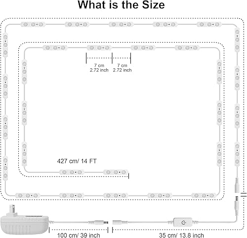 Miniatura 3 de LPHUMEX Iluminación flexible de 10 pies + 14 pies, luces LED blancas ultra brillantes, con interruptor de atenuación y adaptador de corriente, para