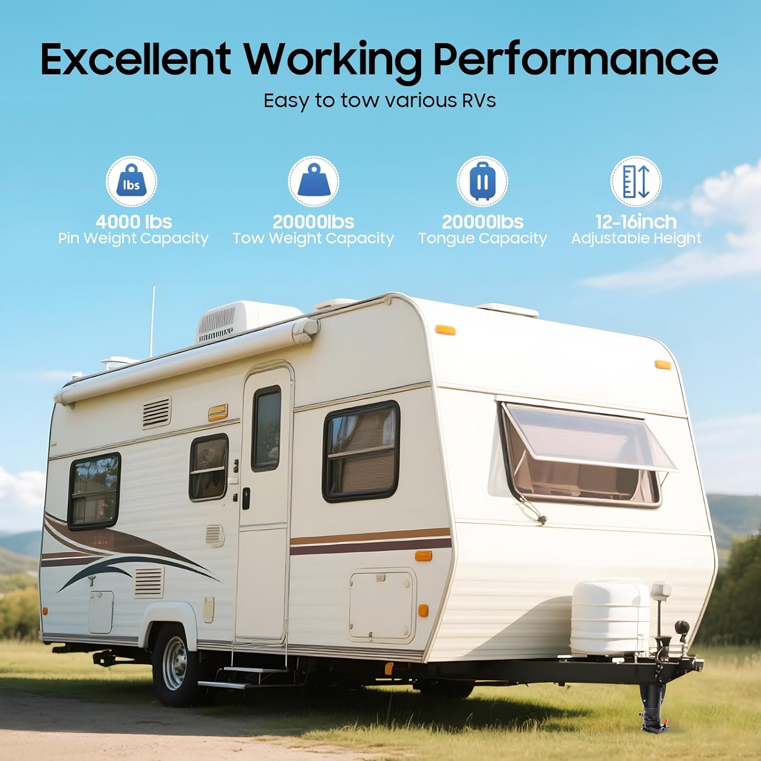 12"-16" Adjustable 5th Wheel RV Adapter Gooseneck to 5th Wheel Adapter OE C5G1216 RV Gooseneck Adapter Hitch | US Stock