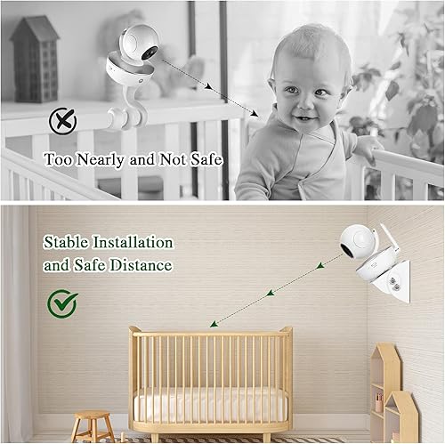 Miniatura 6 de Paquete de 2 soportes de pared para monitor de bebé de ángulo ajustable para Motorola, Arlo, Infant Optics DXR-8, Hellobaby Babysense Monitor,