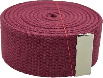 Plain Canvas Military Web Belt & Silver Buckle (Burgundy, 72 inch)