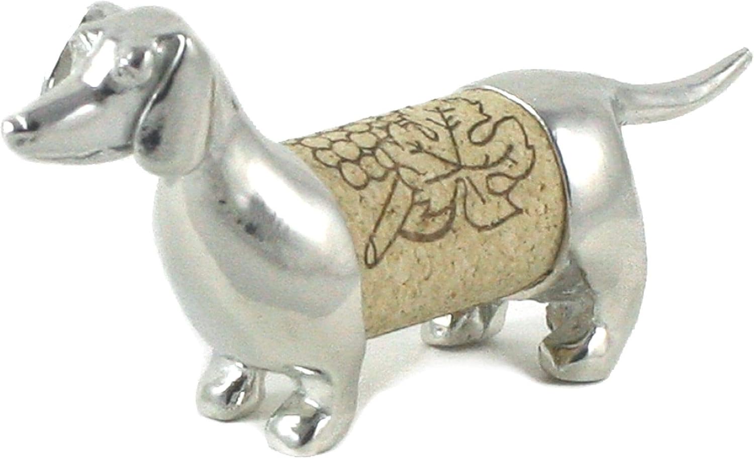 Dachshund Dog Wine Cork Sculpture - Gift Boxed with Story Card - Changeable Cork Display - Pewter Made in USA (Shipped Prime)