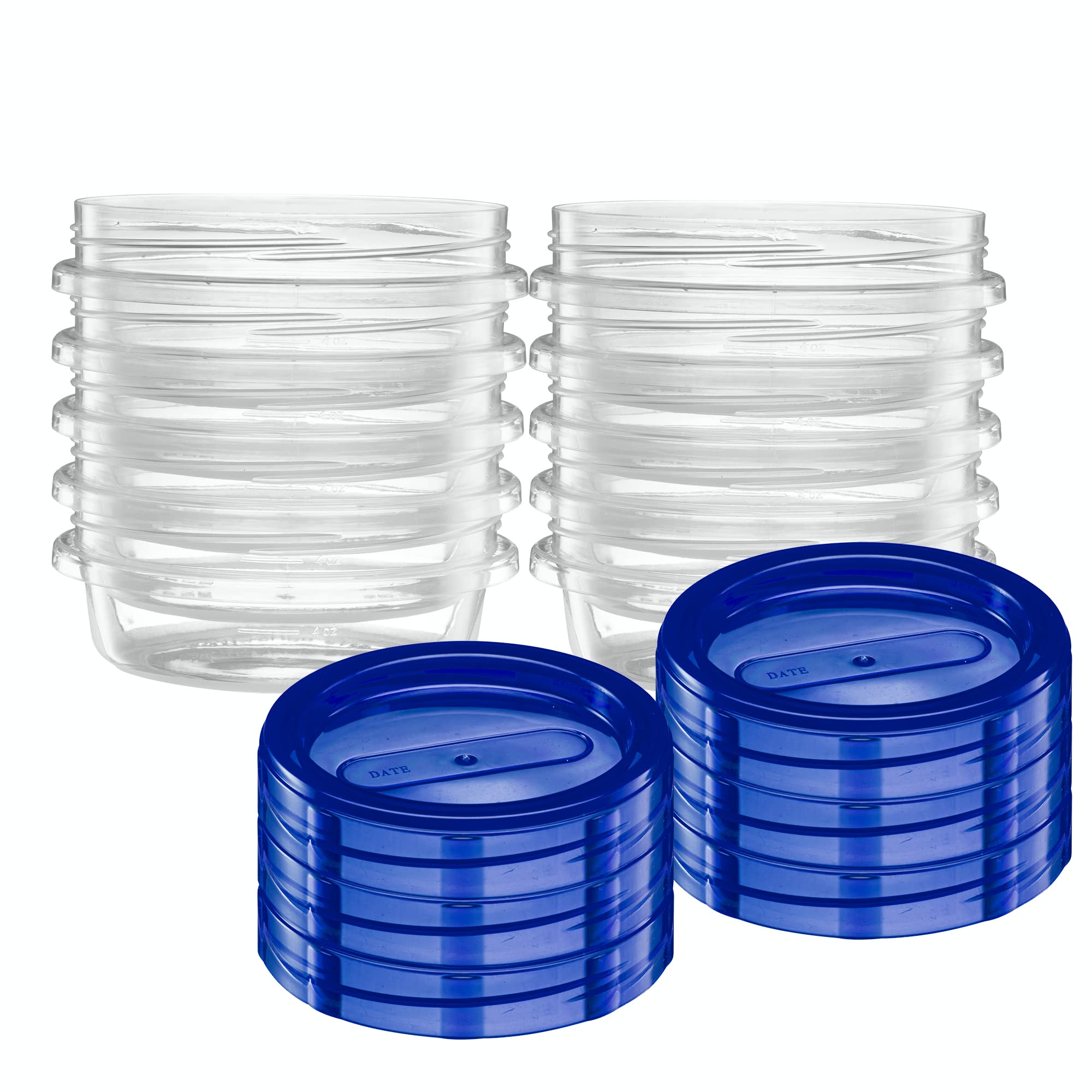Elegant Disposables Twist Top - Contenedores de almacenamiento de alimentos, tapa de rosca azul, reutilizables, apilables, a prueba de fugas, herméticos, paquete de recipientes de 20 a 8 onzas