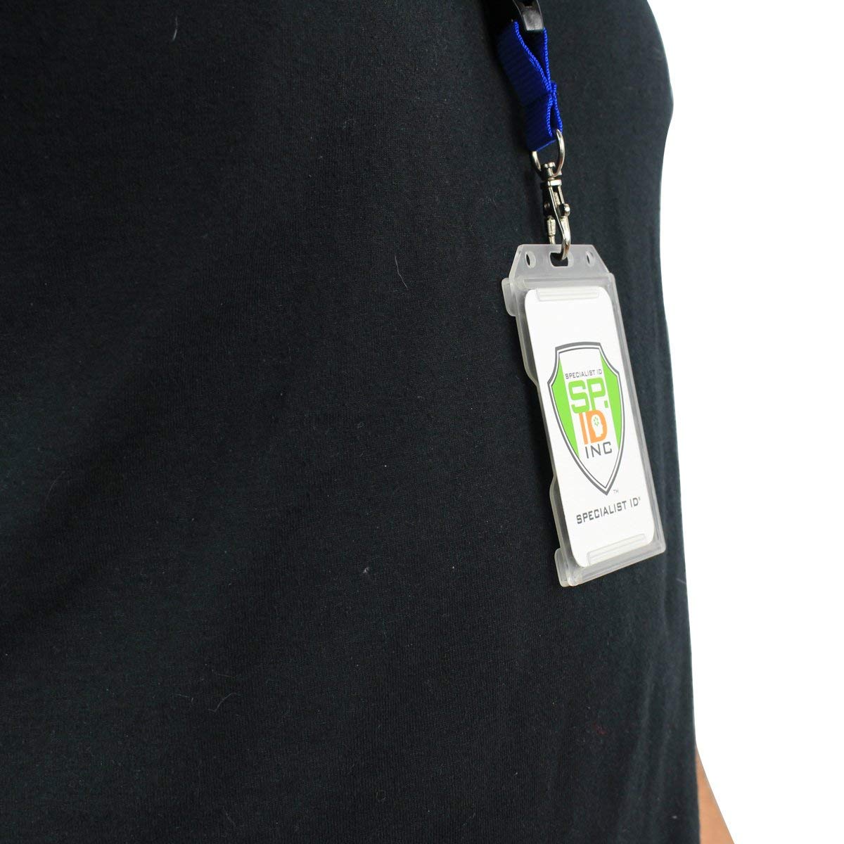 Specialist ID Ausweishalter aus Hartplastik, vertikal, seitliche Ladung, 2 Kartenschutz, mehrere Ausweishalter, robust, Hartplastik, 5 Stück (transparent)