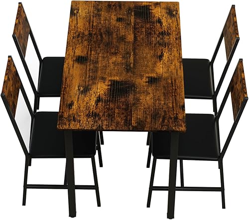 Miniatura 2 de 5 Metal and Wood Indoor Dinning Table Furniture Set for 4, Dining Table Chairs