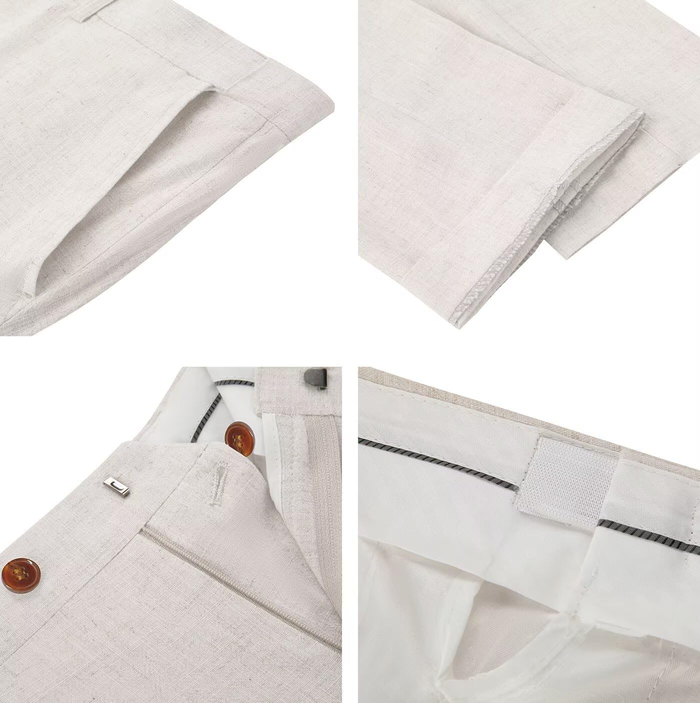 3 Piece Linen Suit for Men Retro Slim Fit Summer Beach Wedding Groom Prom Mens Suits Tuxdo Blazer Jacket Vest Pant - Image 6