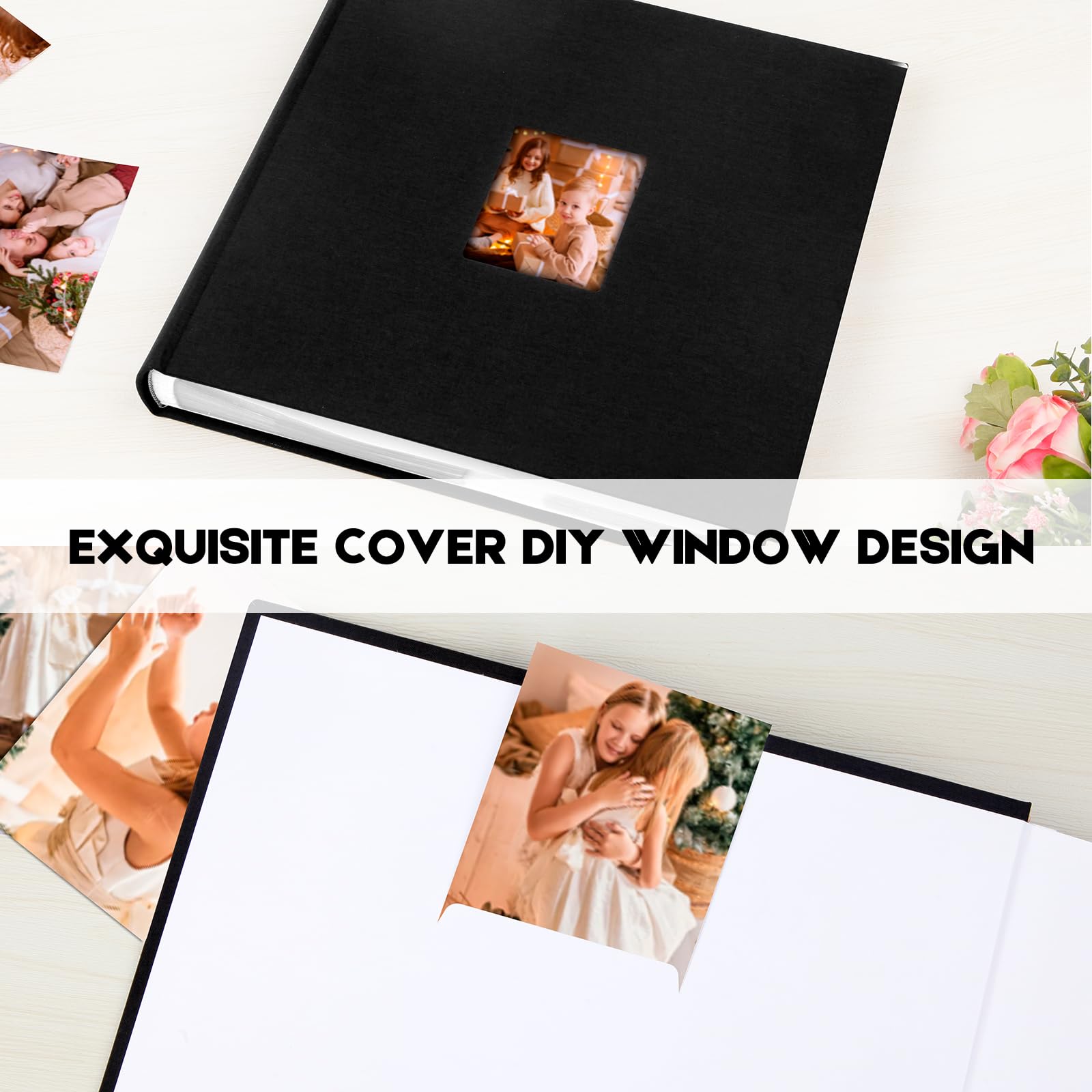 Álbum de fotos de 10 x 15 cm, 450 fotos con superficie de escritura, 10 x 15 cm, cubierta de lino con ventana frontal, 4 x 6, 450 fotos, 4 x 6, álbum de fotos, libro para bodas, niños, viajes, familia