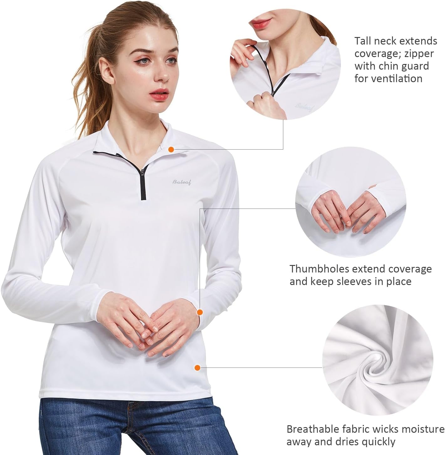 baleaf Women's UPF 50+ Sun Shirts Long Sleeve UV Protection Rash Guard Lightweight Quick Dry SPF Hiking Tops Outdoor