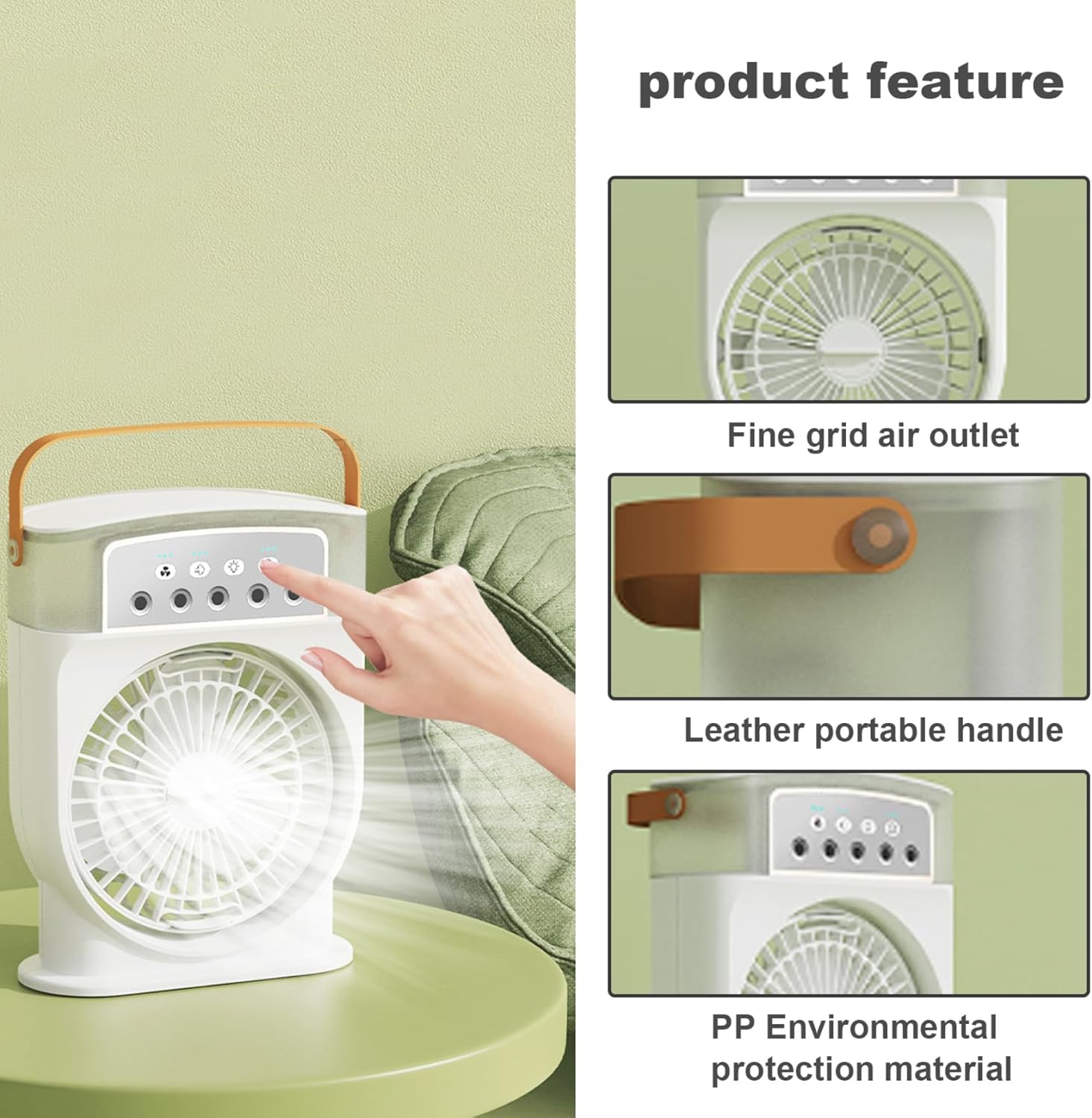 Portable Air Cooler Evaporative Fan with 3 Wind Speed Quiet Mini AC Unit Desk Fan with Mist and Night Light USB Rechargeable Humidifier Cooling with 600ML Water Tank White, Desk