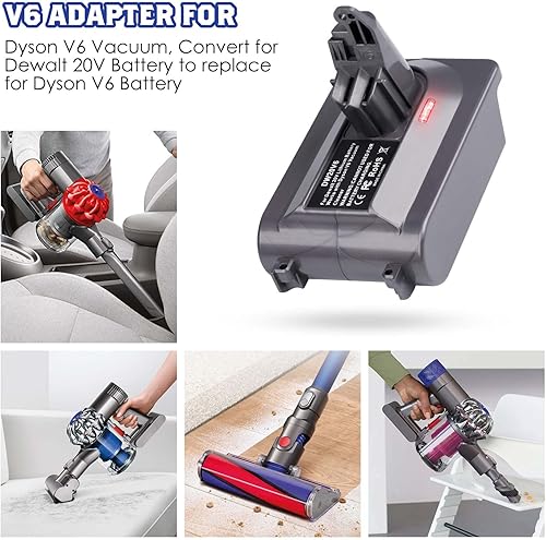 Miniatura 6 de V6 Adaptador para convertidor de batería de litio Dewalt de 20 V para reemplazar a batería Dyson V6, funciona con Dyson V6 Series DC58 DC59 DC61