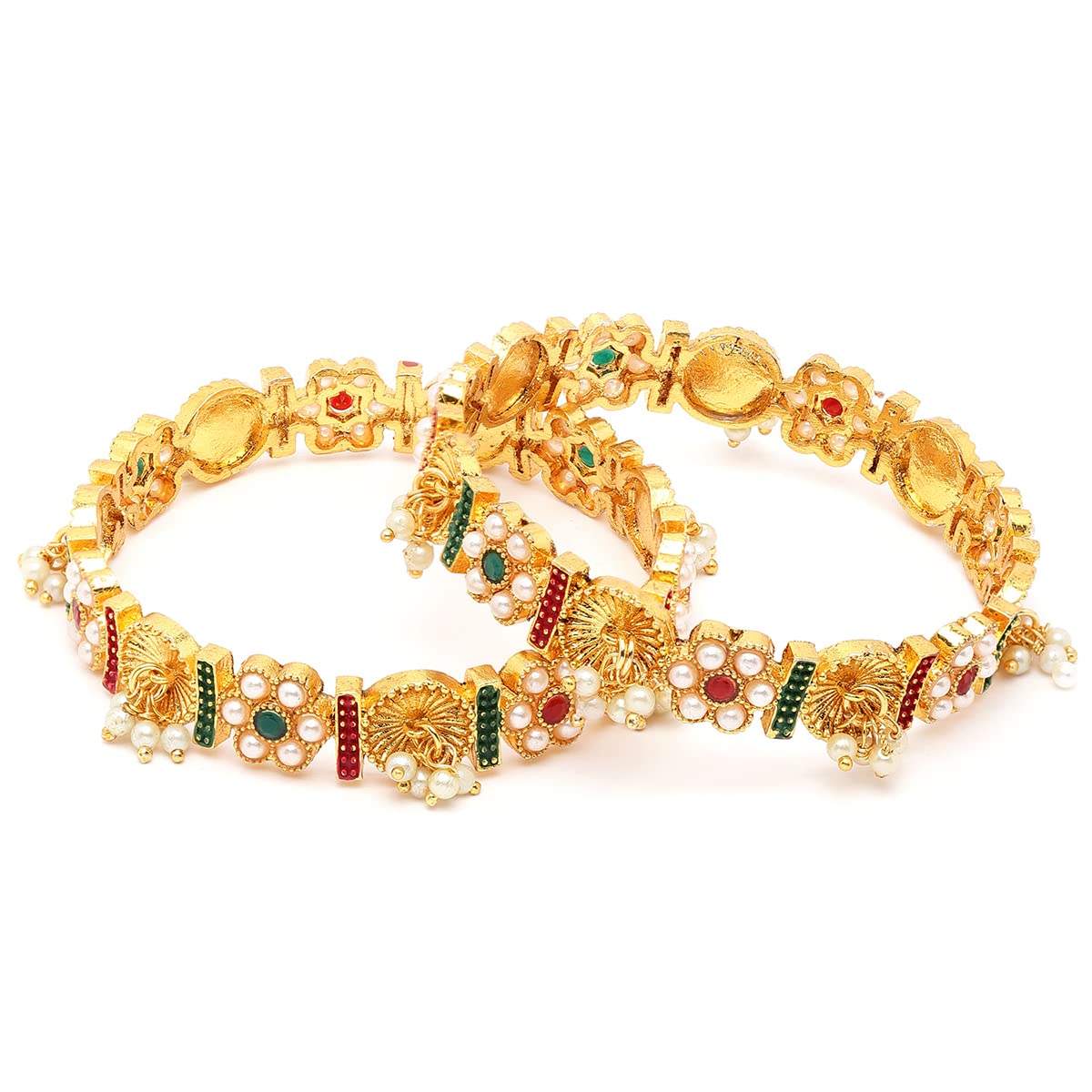 Karatcart Gold Plated Pearl Beads Rajwadi Temple Bangles for Women (B0BRSH5977) Amazon Price History, Amazon Price Tracker
