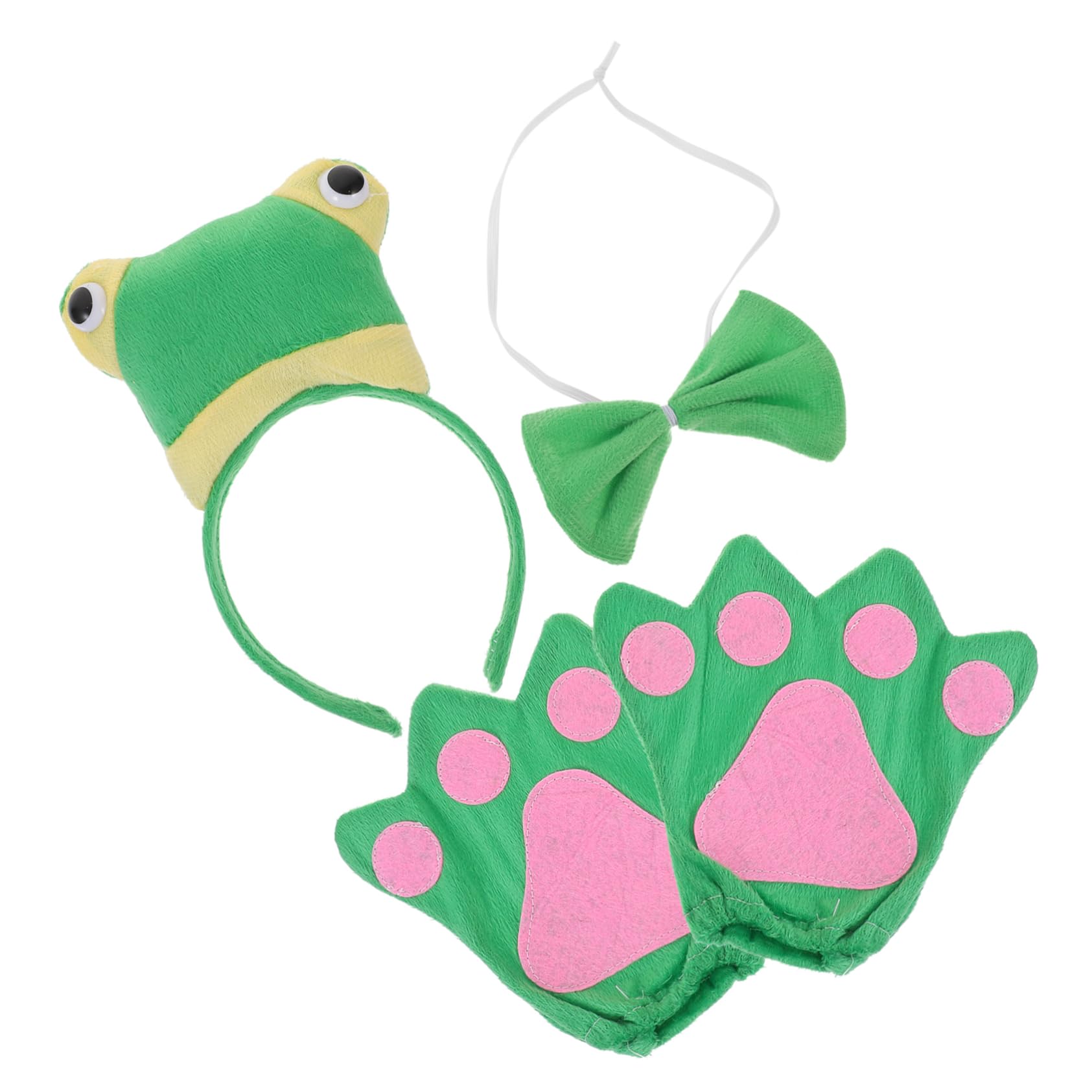 Toyvian 1 Juego Conjunto De Diadema De Rana Disfraz De Rana Para Niños Guantes De Pata De Animal Conjunto De Diadema y Cola De Rana Traje De Actuación Traje De Animales Espléndido Paño