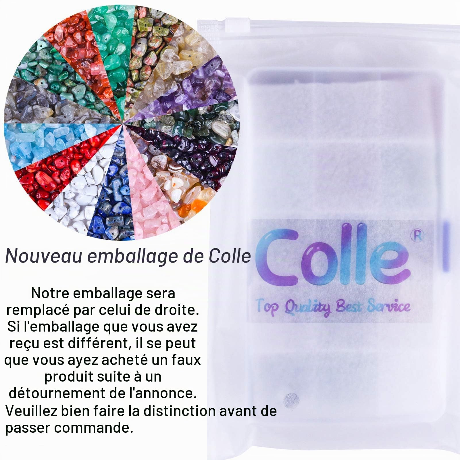 Colle Lot de Perles de Petites Pierres Précieuses Irrégulières - Pierres Naturelles de Guérison - Perles en Vrac pour la Fabrication de Bijoux, Collier, Bracelet, Bague (15 couleurs)