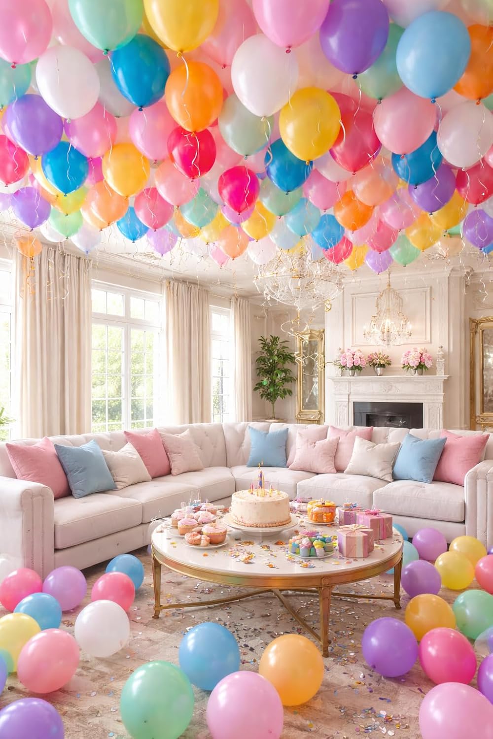 100 Pack Latex Balloons – 12 Inch Assorted Rainbow Party Balloons with Arch Strip, Ribbon & Glue Dots – Birthday, Baby Shower & Balloon Arch Decoration Kit
