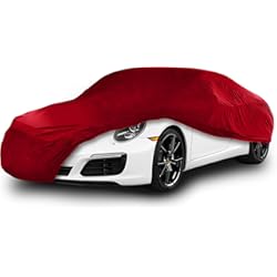 Funda Protectora Coche Exterior Cosmos - Funda de Coche para Uso Interior compatible con las principales Berlinas Medianas, Tejido Elástico, Transpirable y Antipolvo, Suave al Tacto, Ajuste Perfecto, Rojo