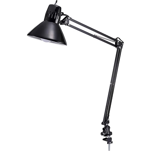 Bostitch Office VLF100 LED Swing Arm Desk Lamp with Clamp Mount, 36" Reach, Includes LED Bulb,Black