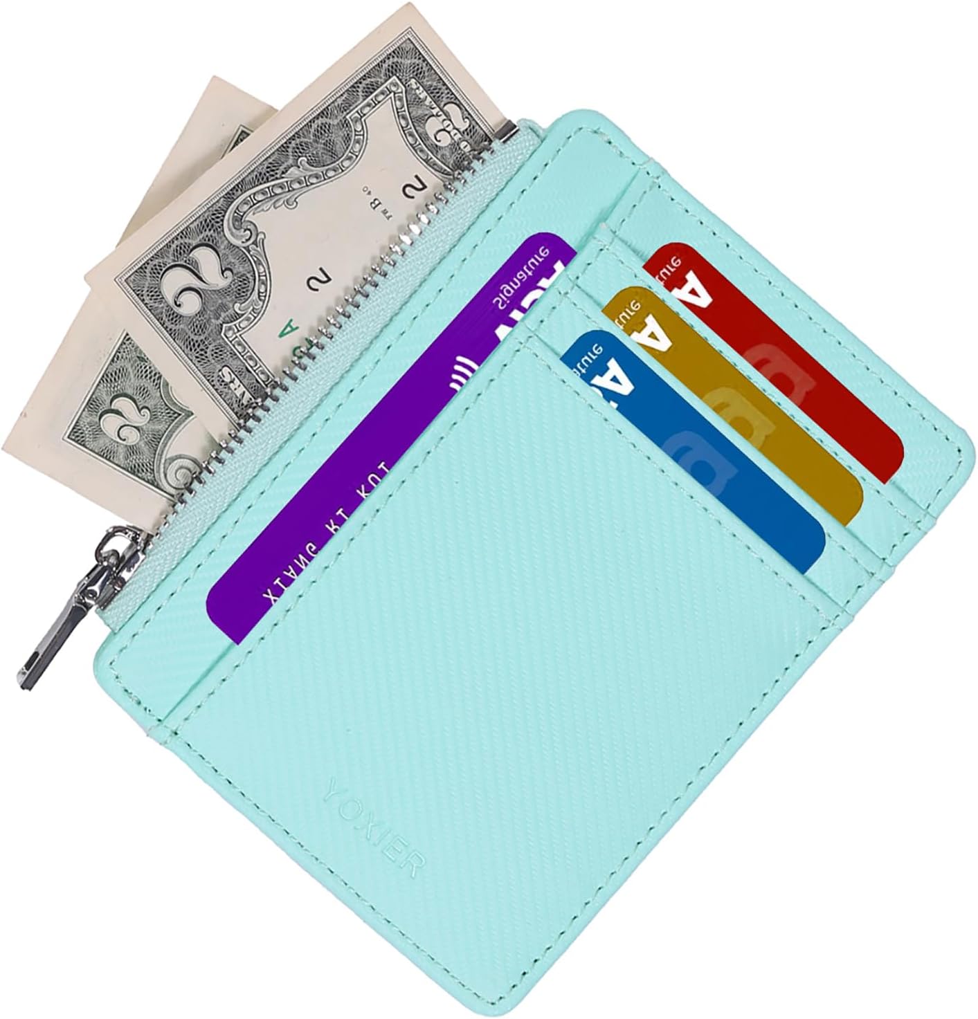 YOXIER Leather credit card holder，Slim Minimalist Card case, Front Pocket Card case, RFID Blocking, Credit Card Holder for Men & Women ，Card holder for men - Image 2