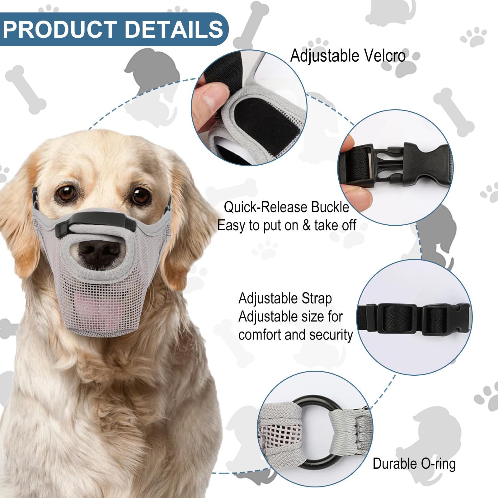 Dog Muzzle, Muzzle for Medium Large Dogs Adjustable Breathable Mesh Dog Muzzles for Training Prevent Biting and Barking (XL) - Image 3