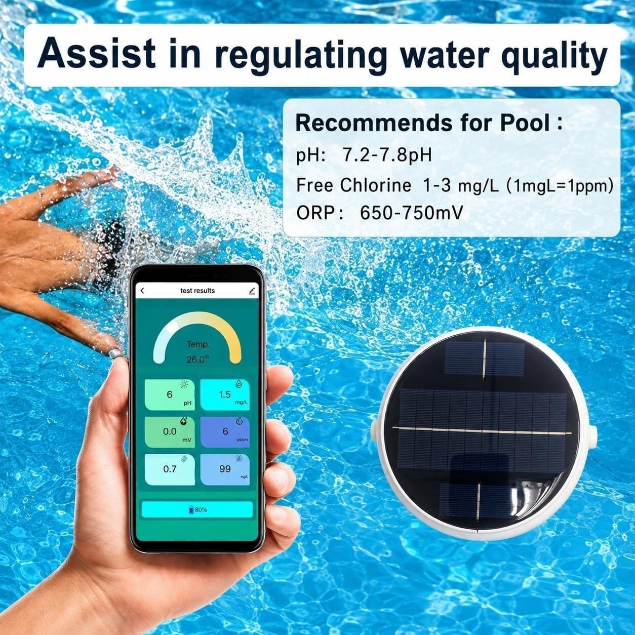 Inteligentny tester wody w basenie do jacuzzi bezprzewodowy Bluetooth WiFi