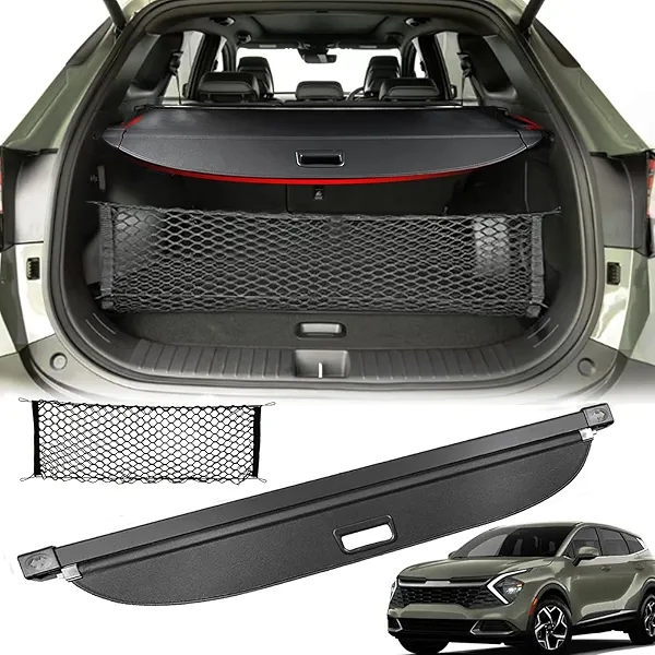 Volcaner Cargo Cover for Kia Sportage 2026 2025 2024 2023 Accessories, Retractable Trunk Cover Privacy Security Screen Luggage Shield Shade for 2023-2025 2026 Kia Sportage Accessories(Leather)