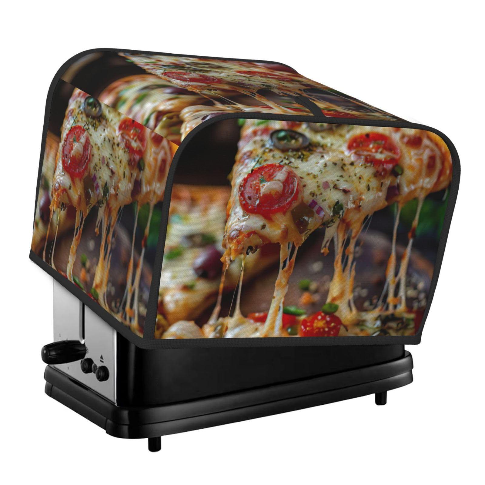 Tasty Pizza Print 4-Slice Toaster Cover Dustproof Waterproof Kitchen Appliance Protector For Bread