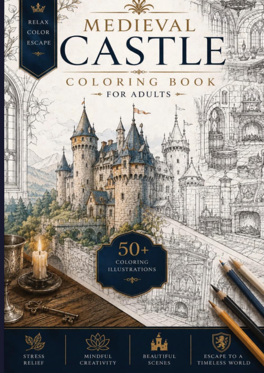 Medieval Castle Coloring Book for Adults: Escape Into a Timeless World of Fantasy, Creativity and Relaxation