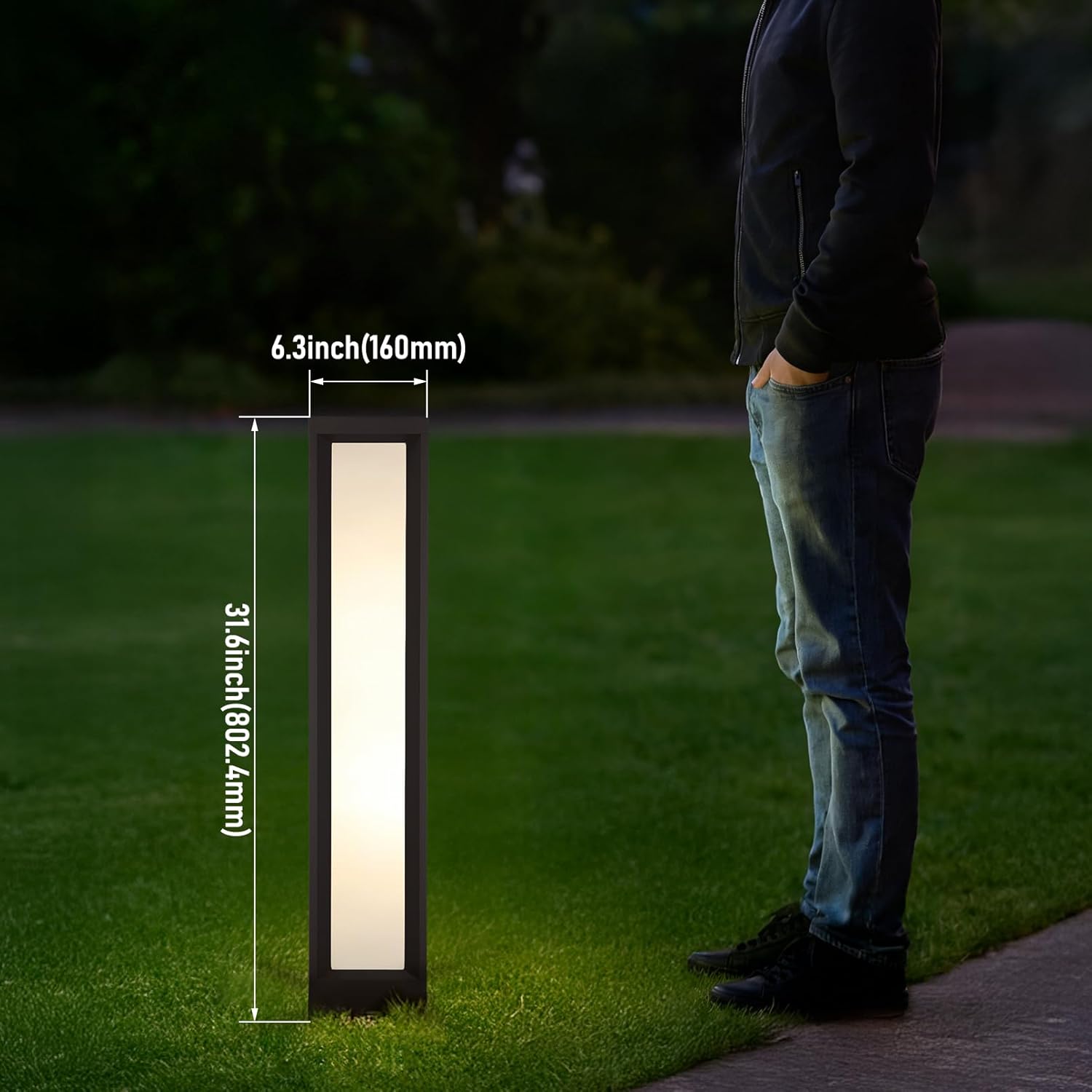 LEONLITE 5CCT LED Bollard Pathway Lights Wired, 32" 14W/19W/24W Landscape Path Lights, 120V-277V Commercial Bollard Fixture, 0-10V Dimmable Landscape Area Light, UL Listed, 2700K3000K3500K4000K5000K