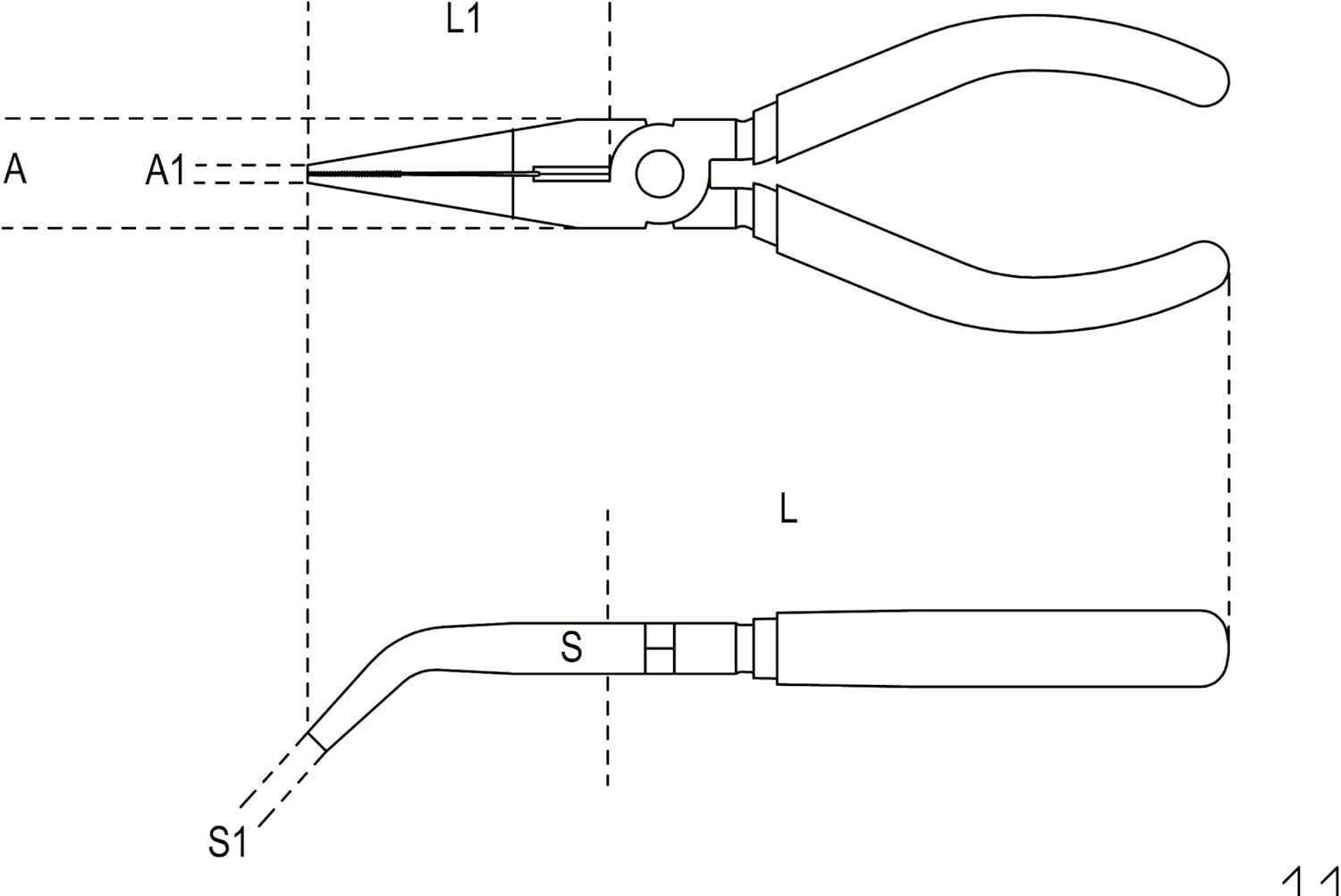 Beta 1164MQ 200 Flat Nose Pliers Extra Long Bent
