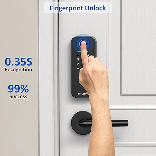 Miniatura 6 de Cerradura de puerta inteligente, cerradura de puerta de entrada sin llave de huellas dactilares, control de aplicación Bluetooth, pantalla táctil,